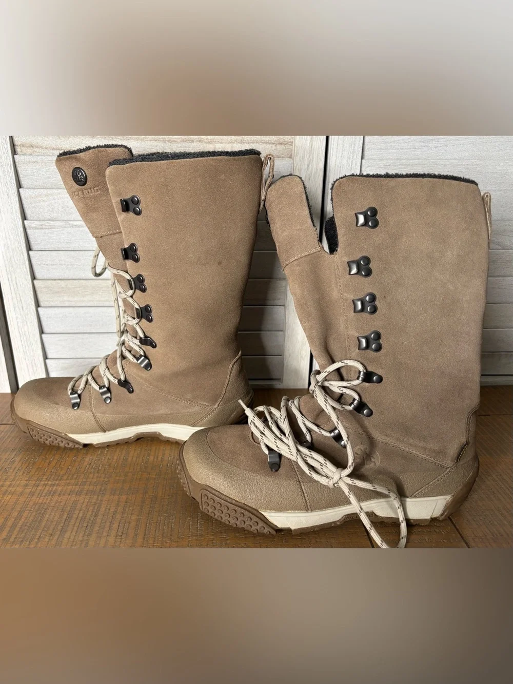 Icebug Eir-L Woolpower Merino Wool Suede Tall Winter Boots Beige Size 6.5